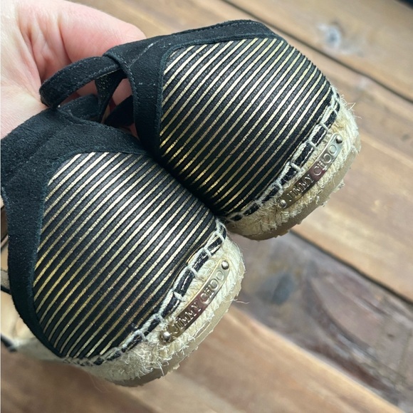 NEW Jimmy Choo Donna Metallic Striped Strappy Gold Black Espadrille Sandal 8.5 - Picture 12 of 16